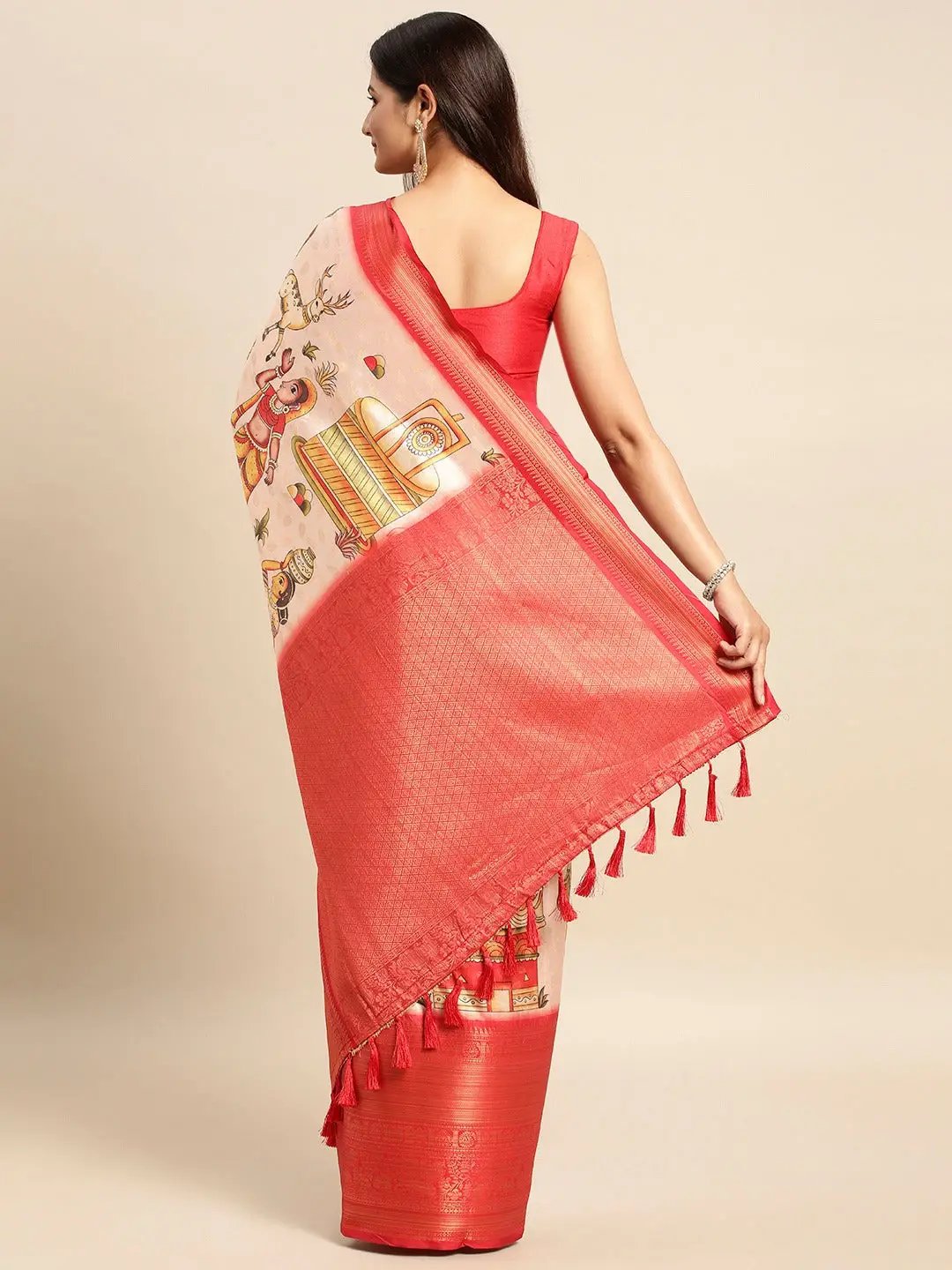 Kalamkari Pattu Banarasi Silk Saree