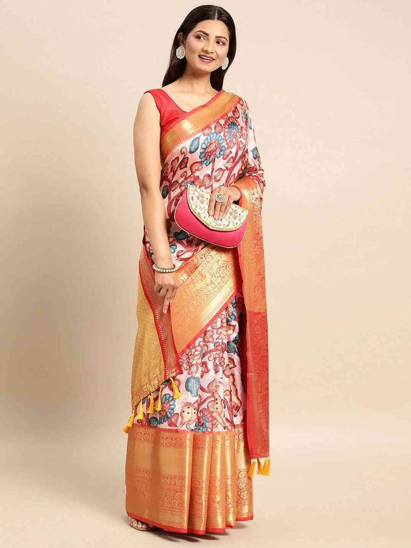 Ivory Classic Kalamkari Banarasi Saree