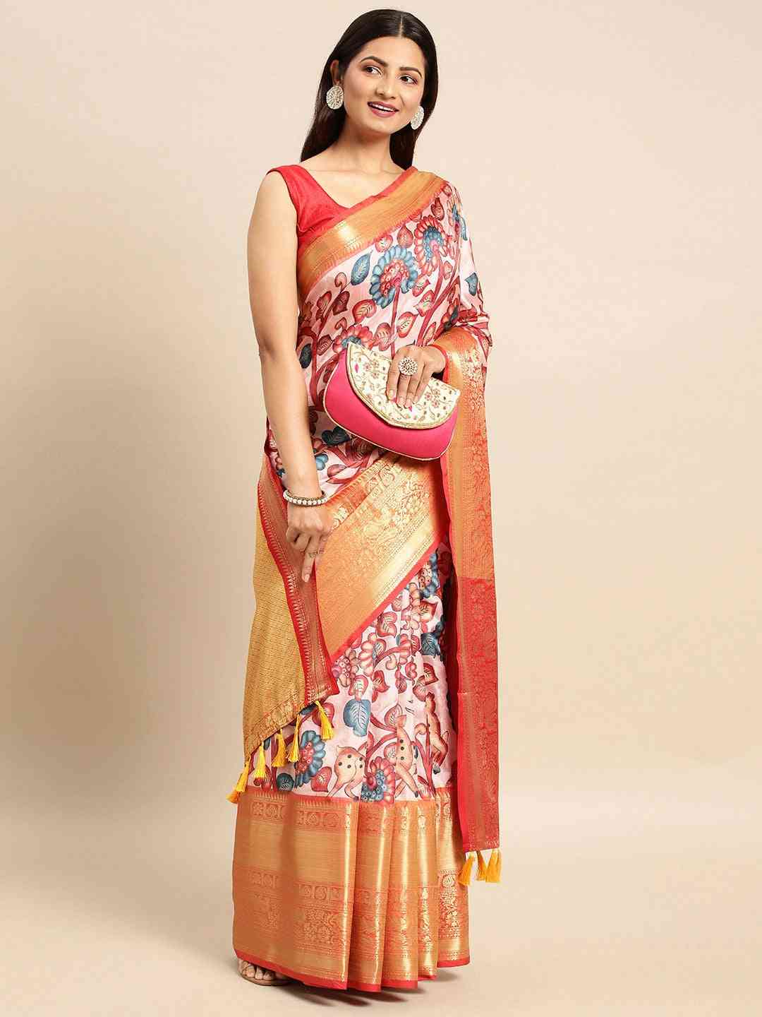 Kalamkari Pattu Banarasi Silk Saree