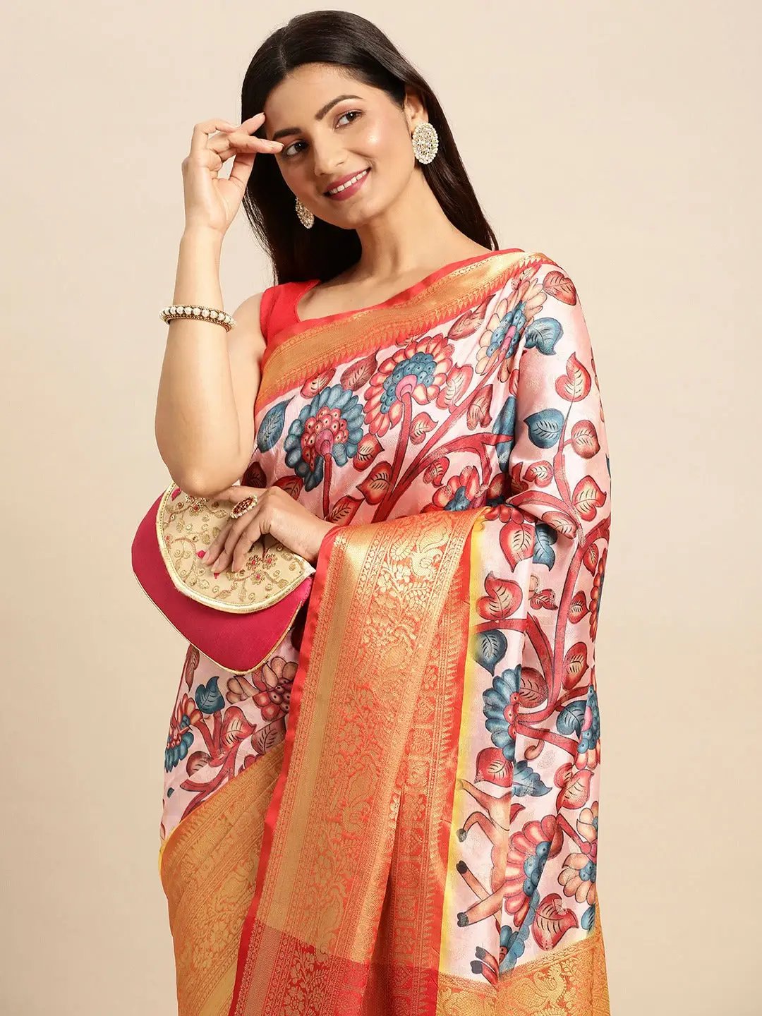 Kalamkari Pattu Banarasi Silk Saree