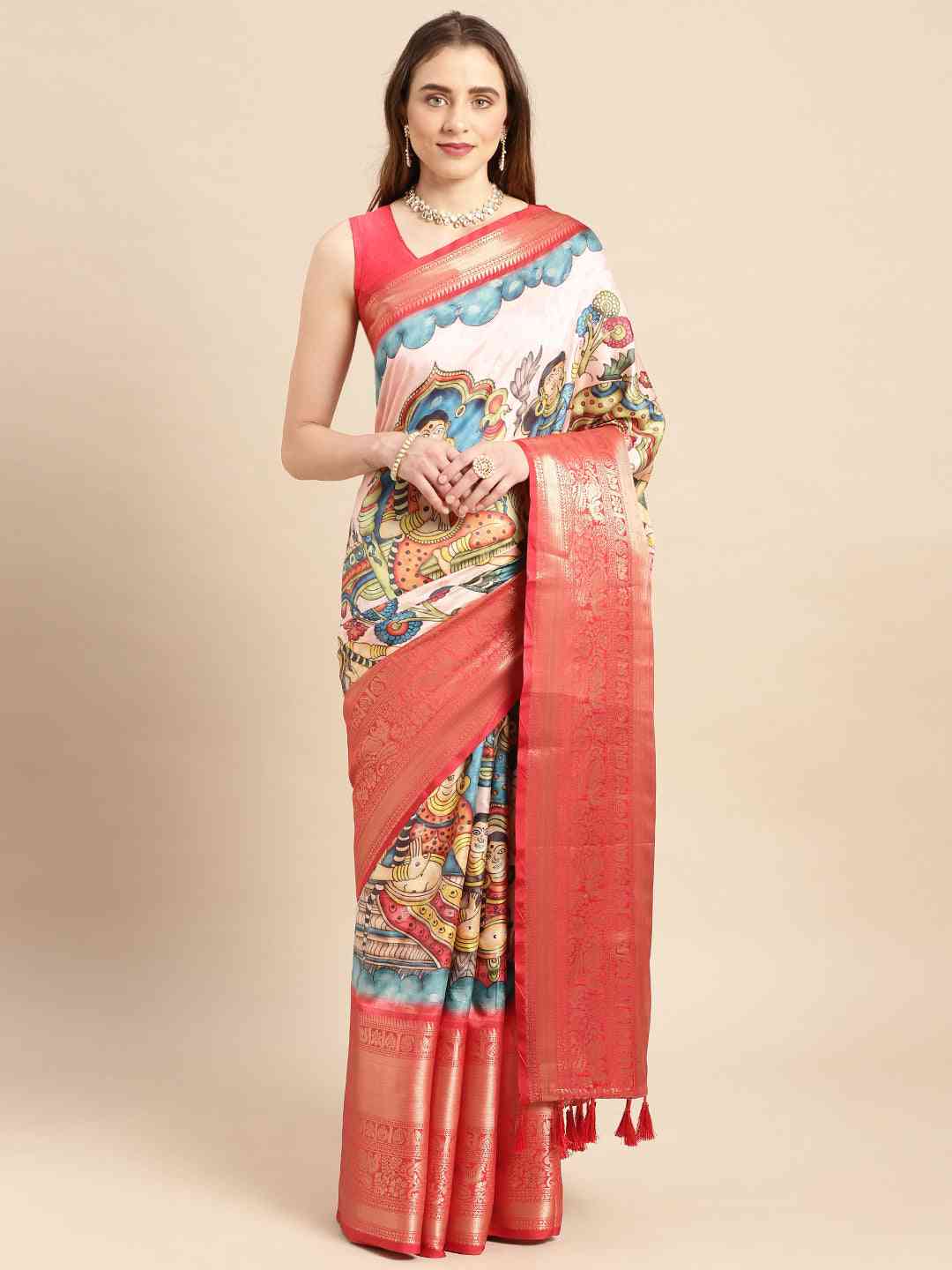 Kalamkari Pattu Banarasi Silk Saree