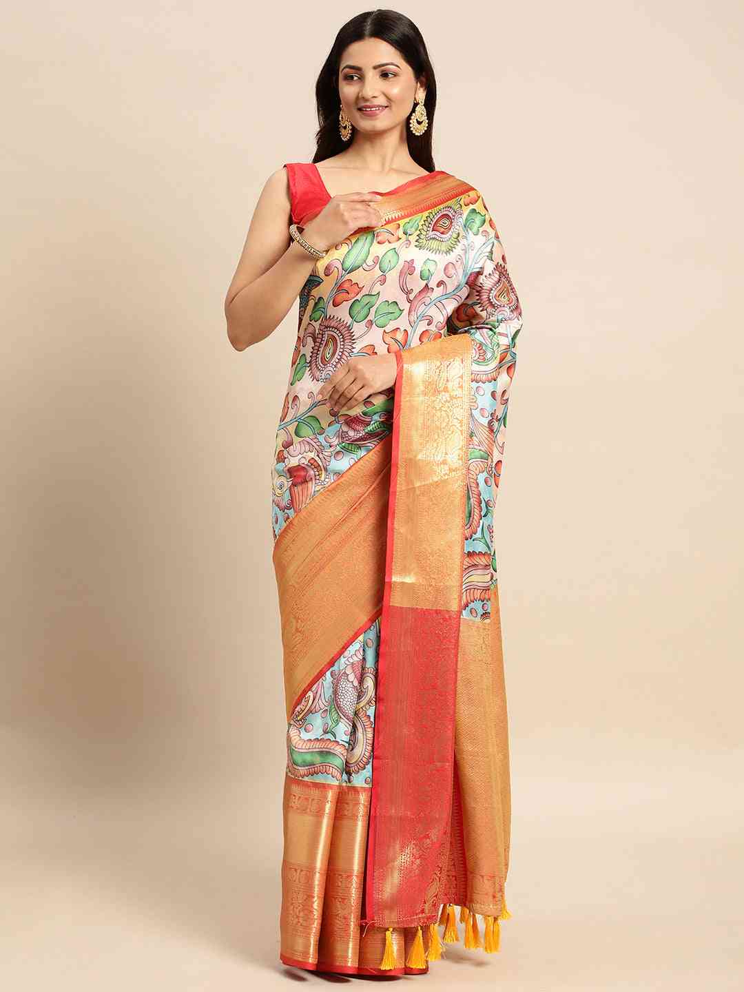 Kalamkari Pattu Banarasi Silk Saree