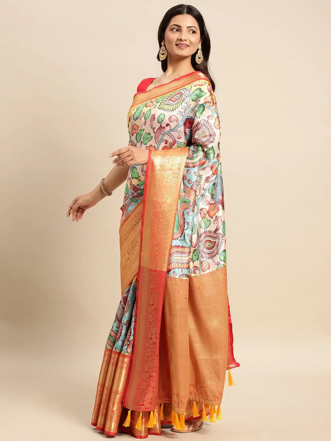 Kalamkari Pattu Banarasi Silk Saree