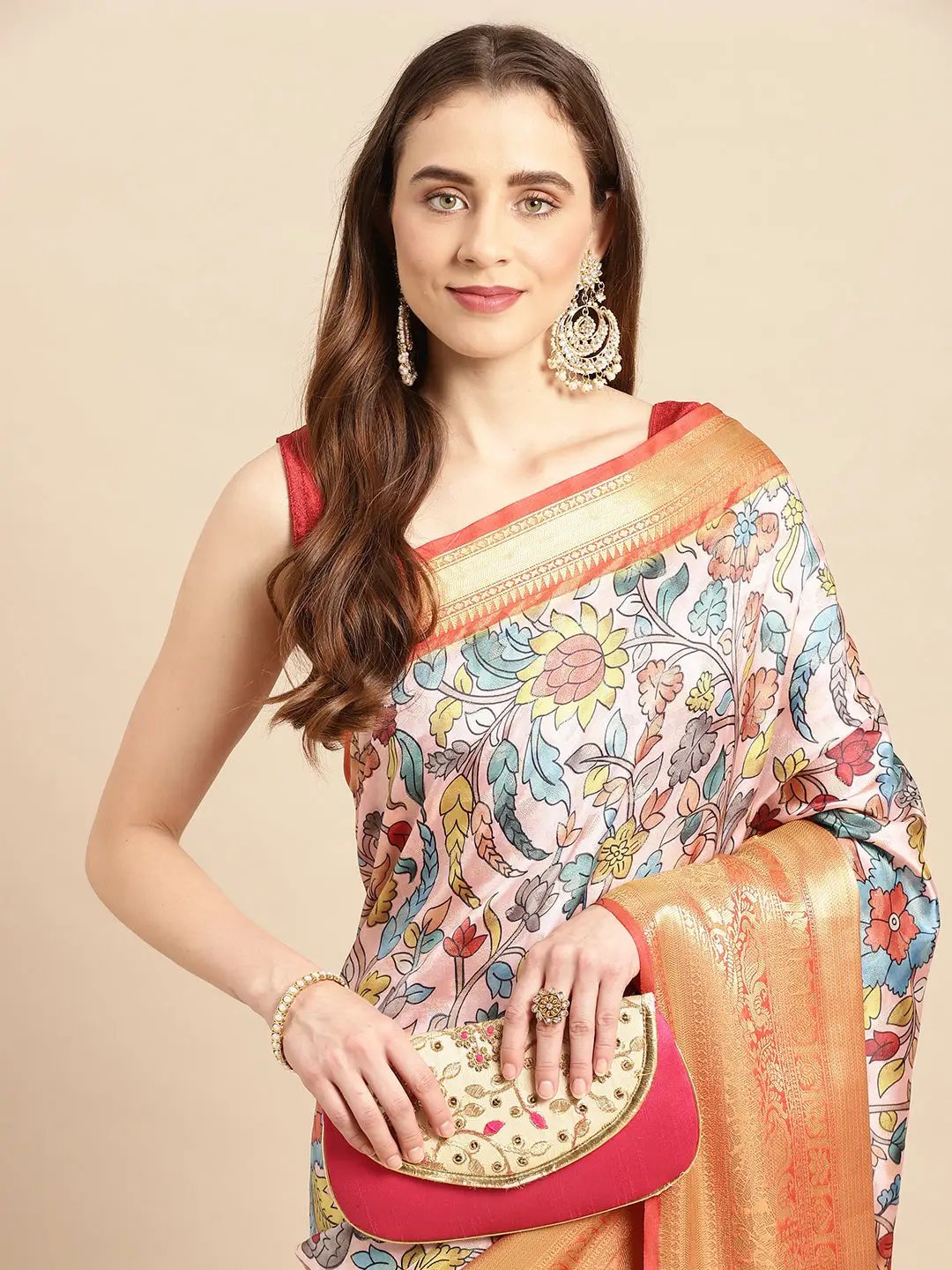 Kalamkari Pattu Banarasi Silk Saree