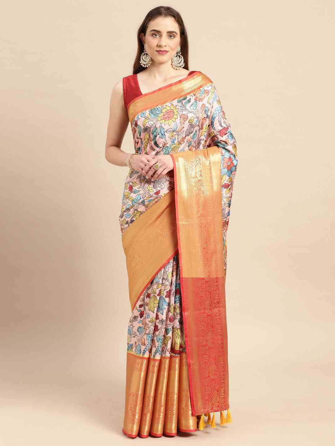 Kalamkari Pattu Banarasi Silk Saree