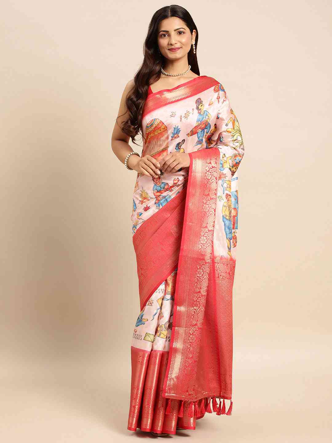 Kalamkari Pattu Banarasi Silk Saree