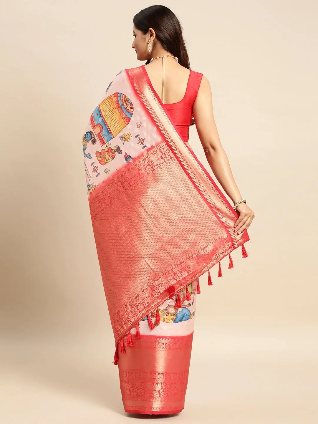 Kalamkari Pattu Banarasi Silk Saree