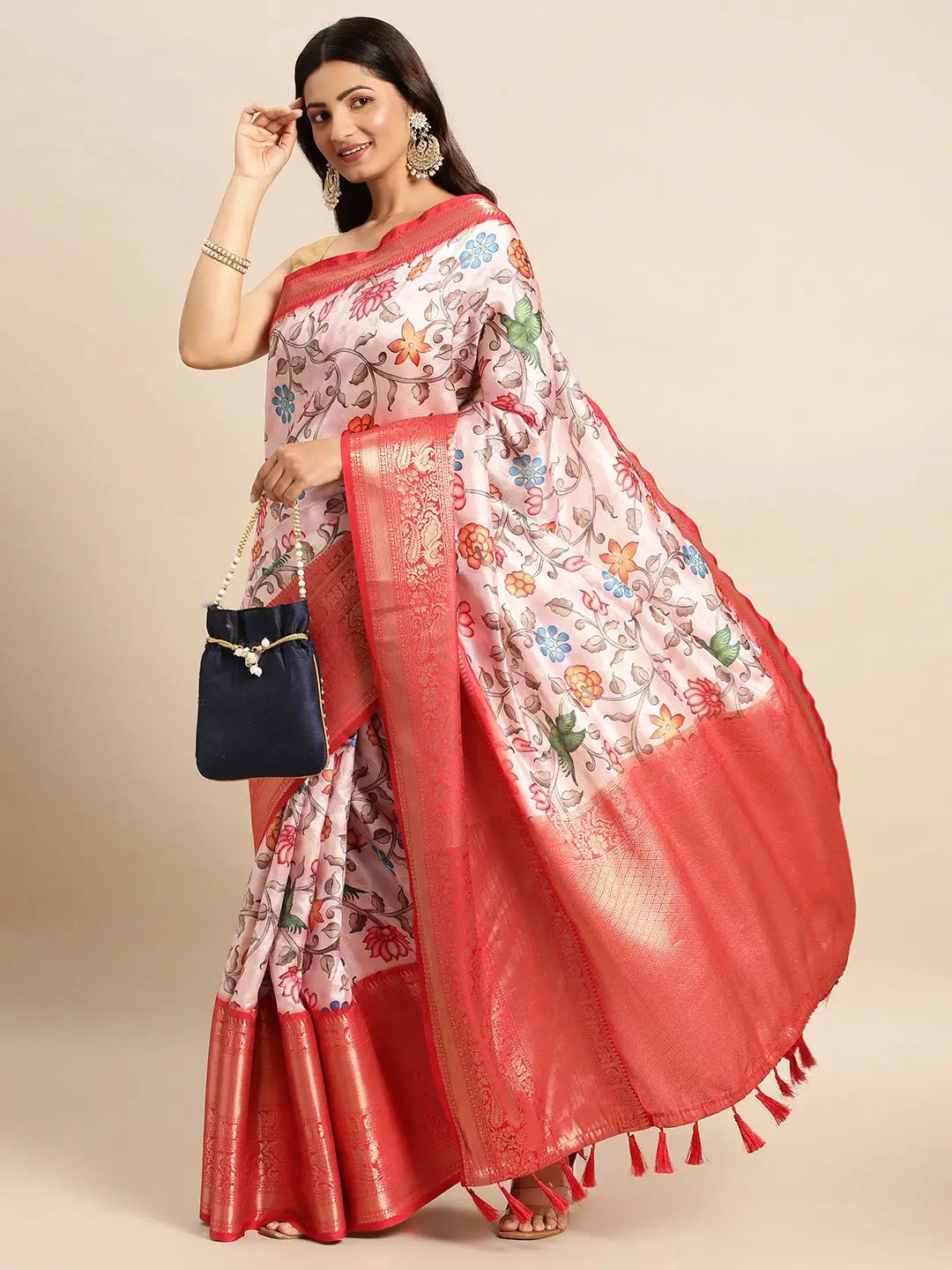 Kalamkari Pattu Banarasi Silk Saree