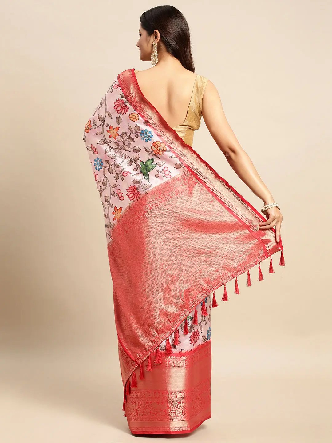 Kalamkari Pattu Banarasi Silk Saree