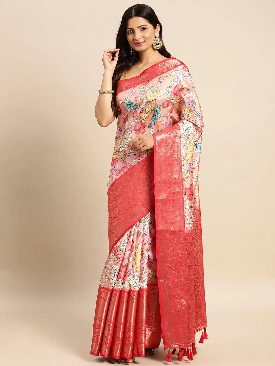 Kalamkari Pattu Banarasi Silk Saree