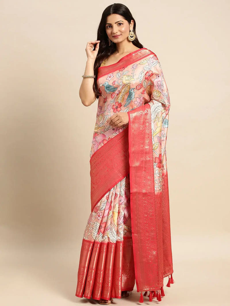 Kalamkari Pattu Banarasi Silk Saree