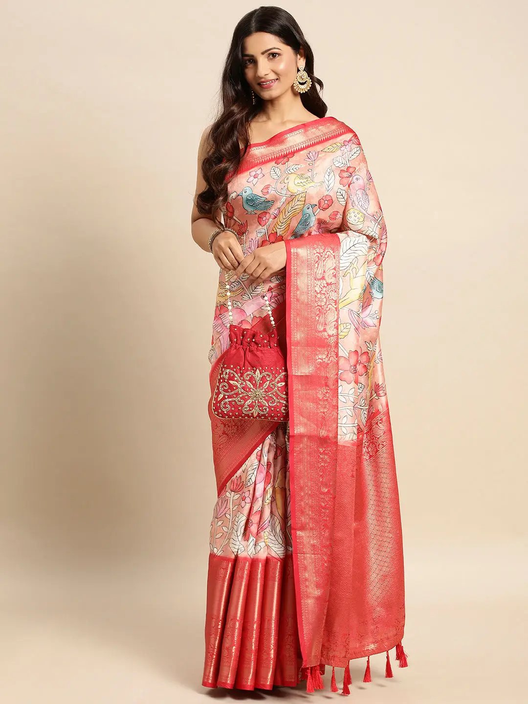 Kalamkari Pattu Banarasi Silk Saree