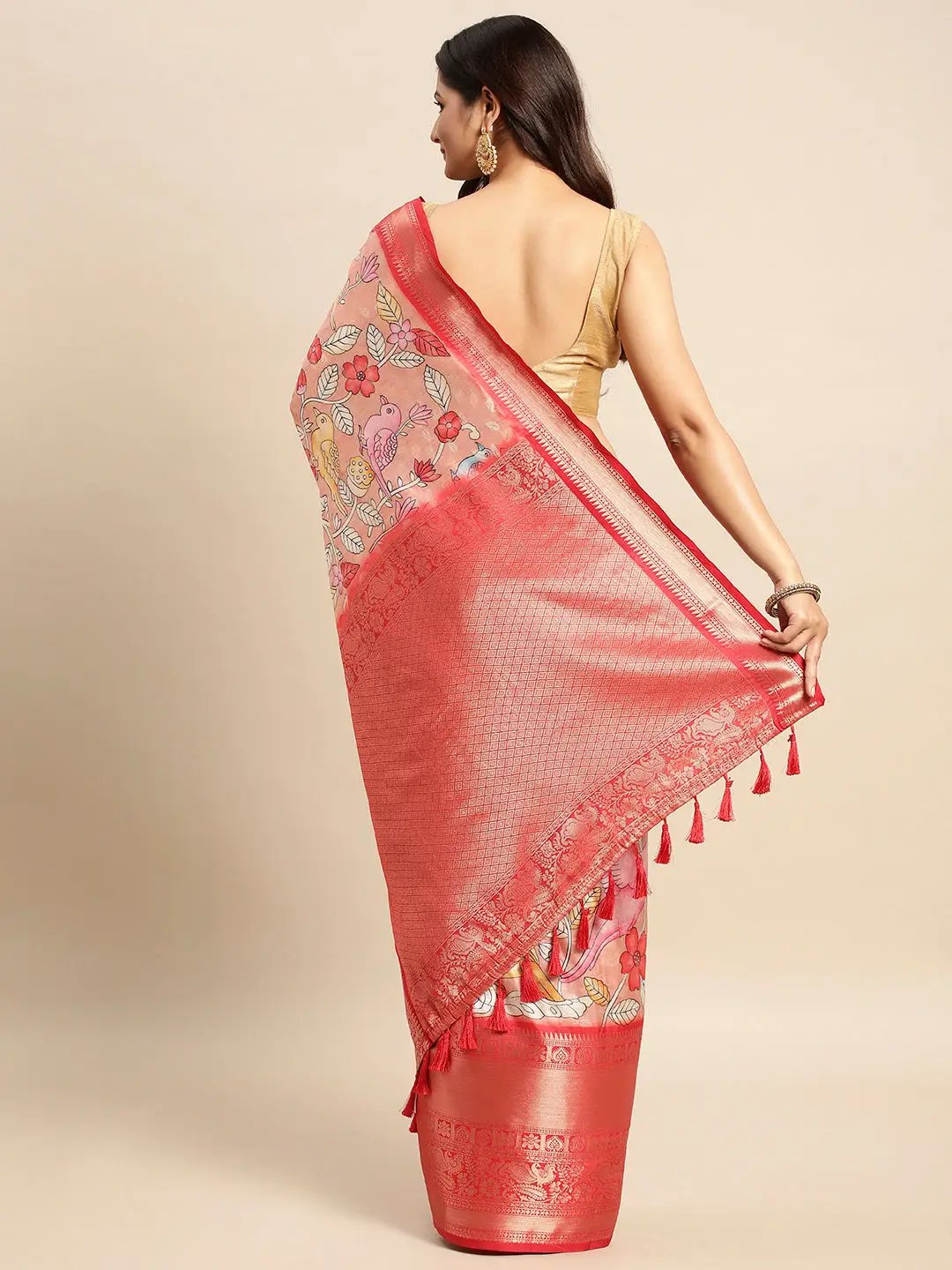 Kalamkari Pattu Banarasi Silk Saree