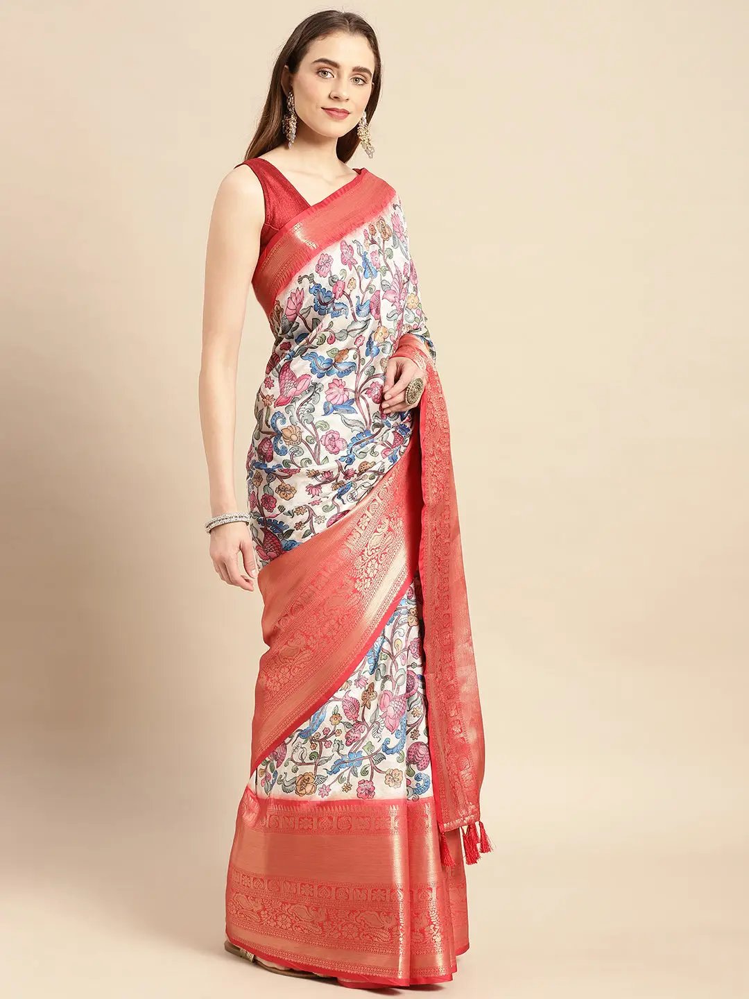 Kalamkari Pattu Banarasi Silk Saree