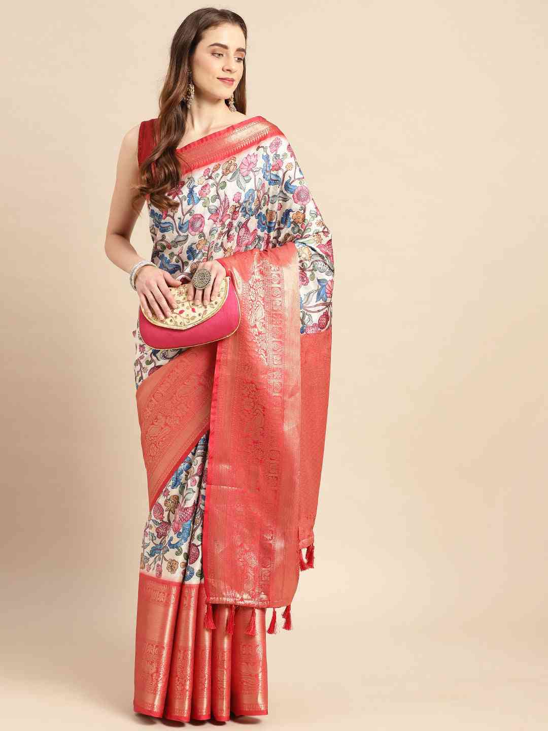 Kalamkari Pattu Banarasi Silk Saree