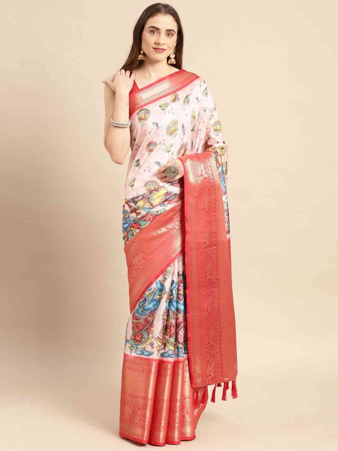 Kalamkari Pattu Banarasi Silk Saree