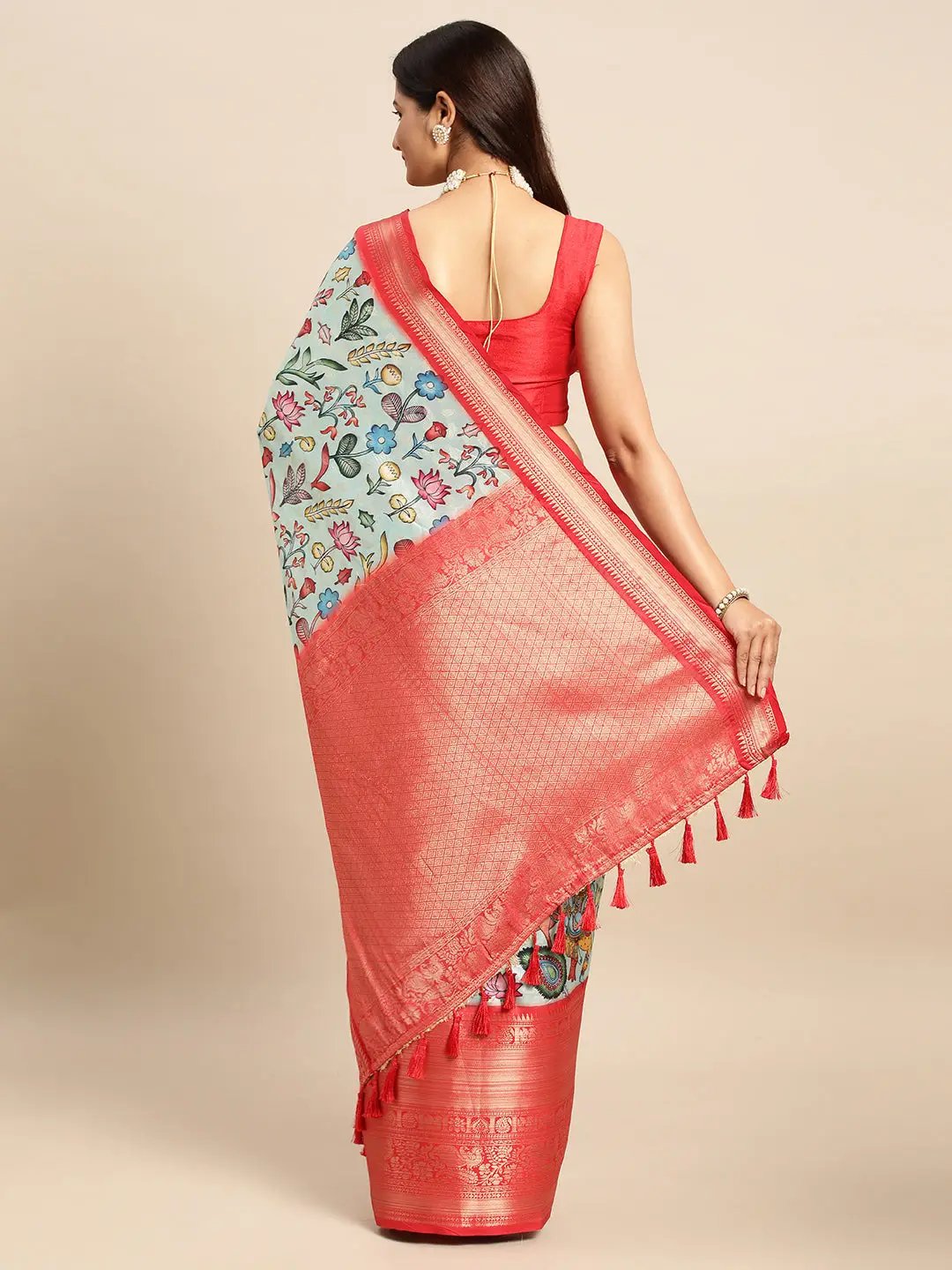 Kalamkari Pattu Banarasi Silk Saree