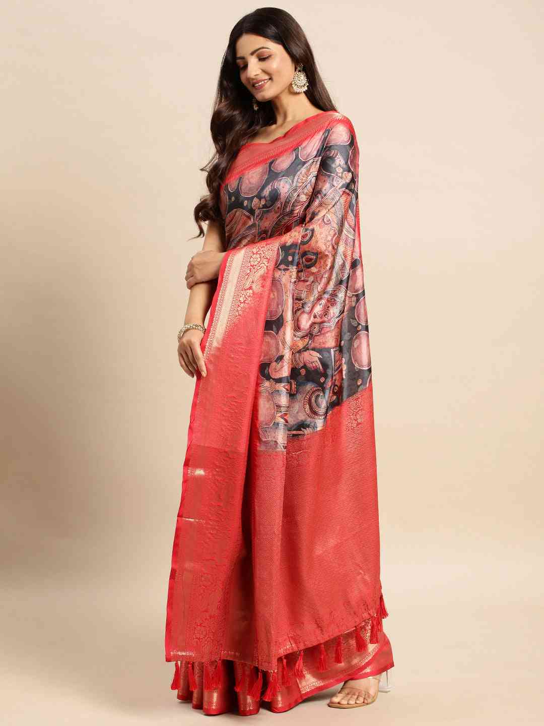 Kalamkari Pattu Banarasi Silk Saree