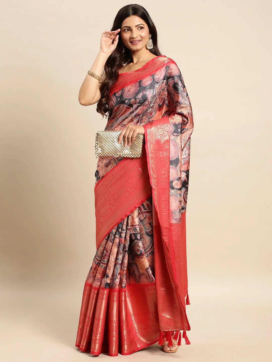 Kalamkari Pattu Banarasi Silk Saree