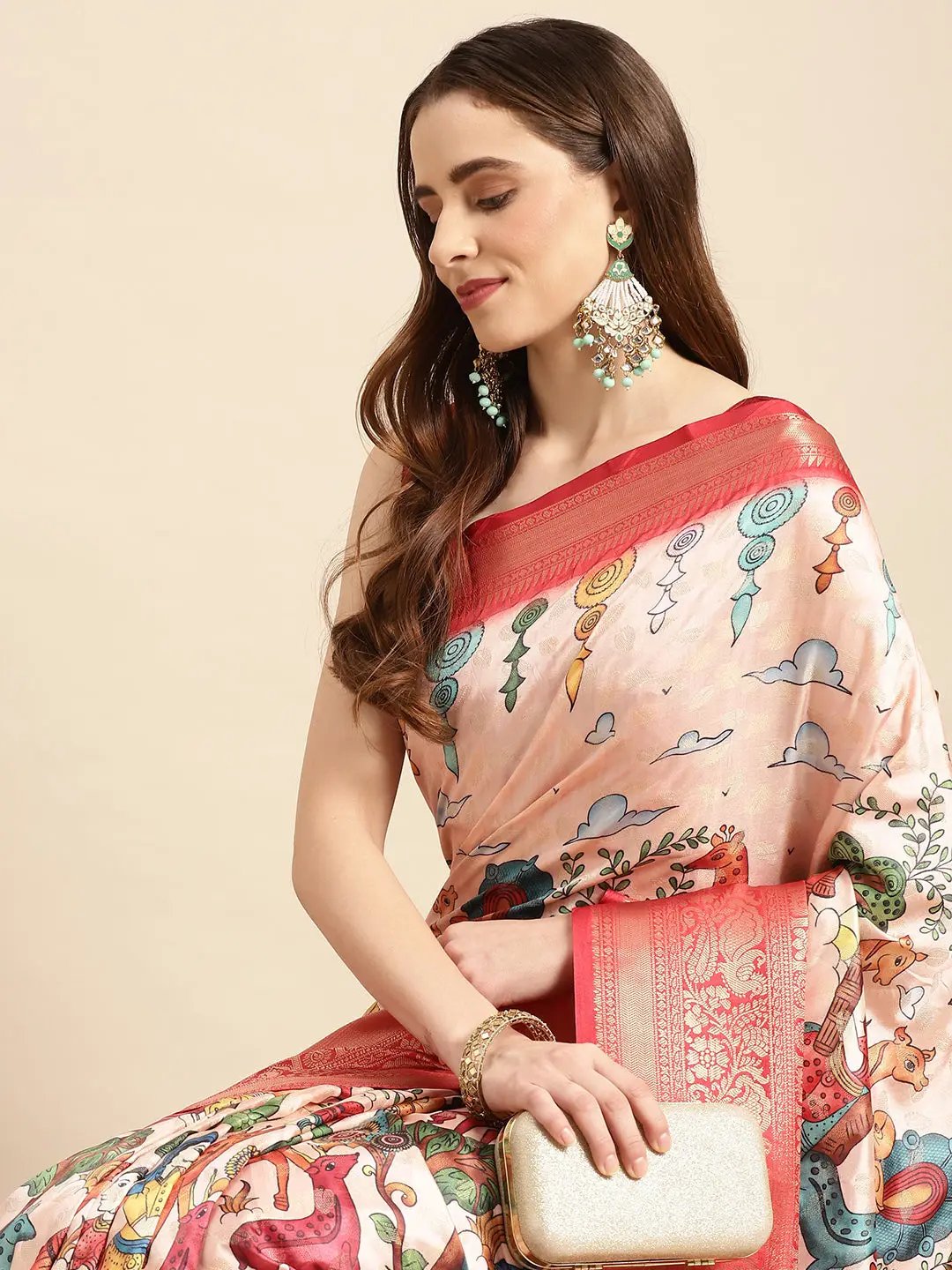 Kalamkari Pattu Banarasi Silk Saree