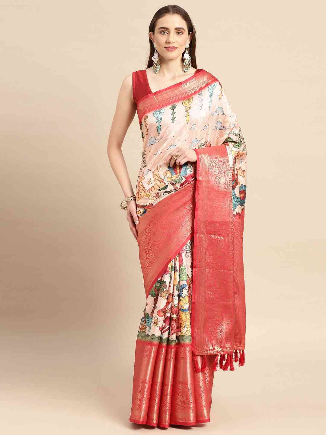 Kalamkari Pattu Banarasi Silk Saree