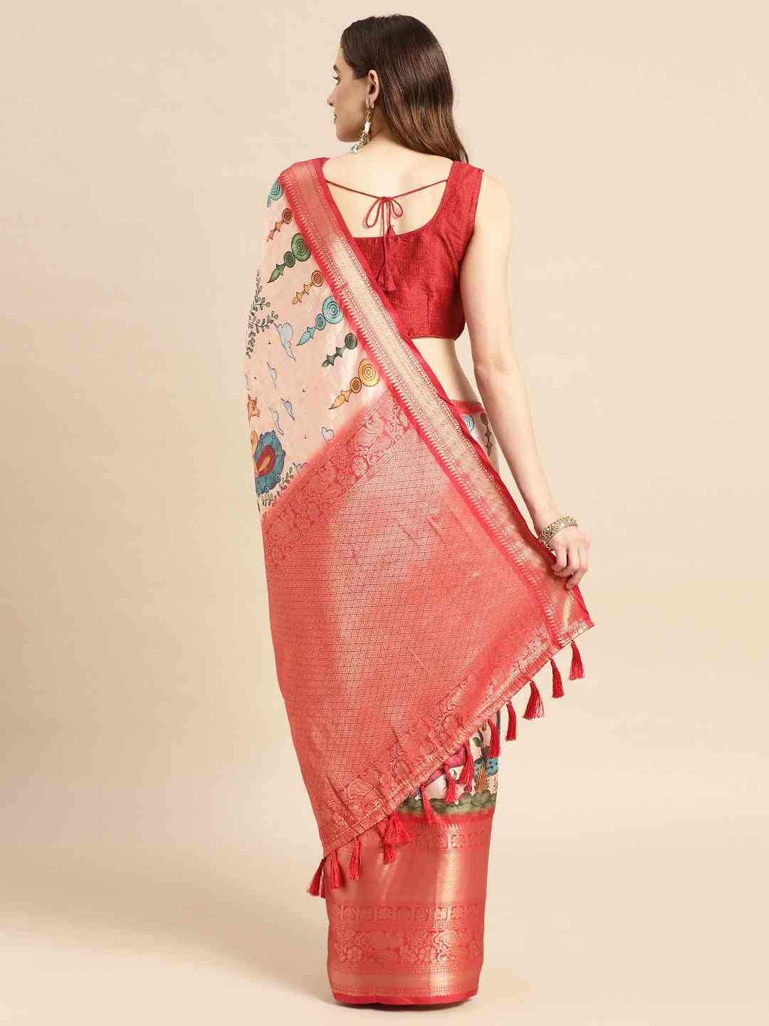 Kalamkari Pattu Banarasi Silk Saree