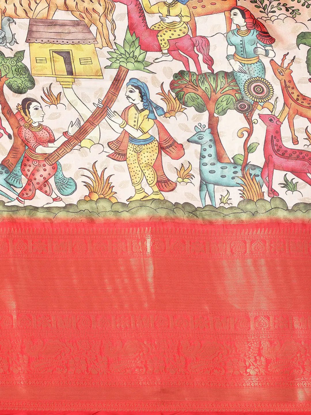 Kalamkari Pattu Banarasi Silk Saree