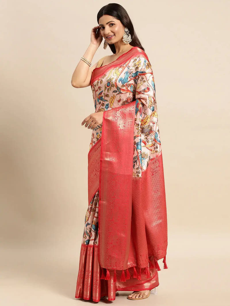 Kalamkari Pattu Banarasi Silk Saree