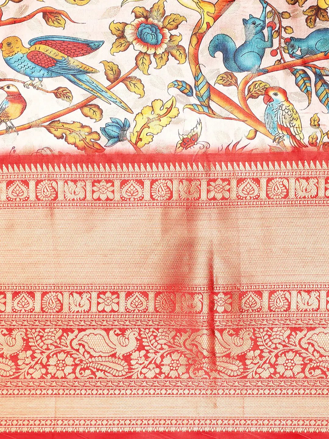 Kalamkari Pattu Banarasi Silk Saree