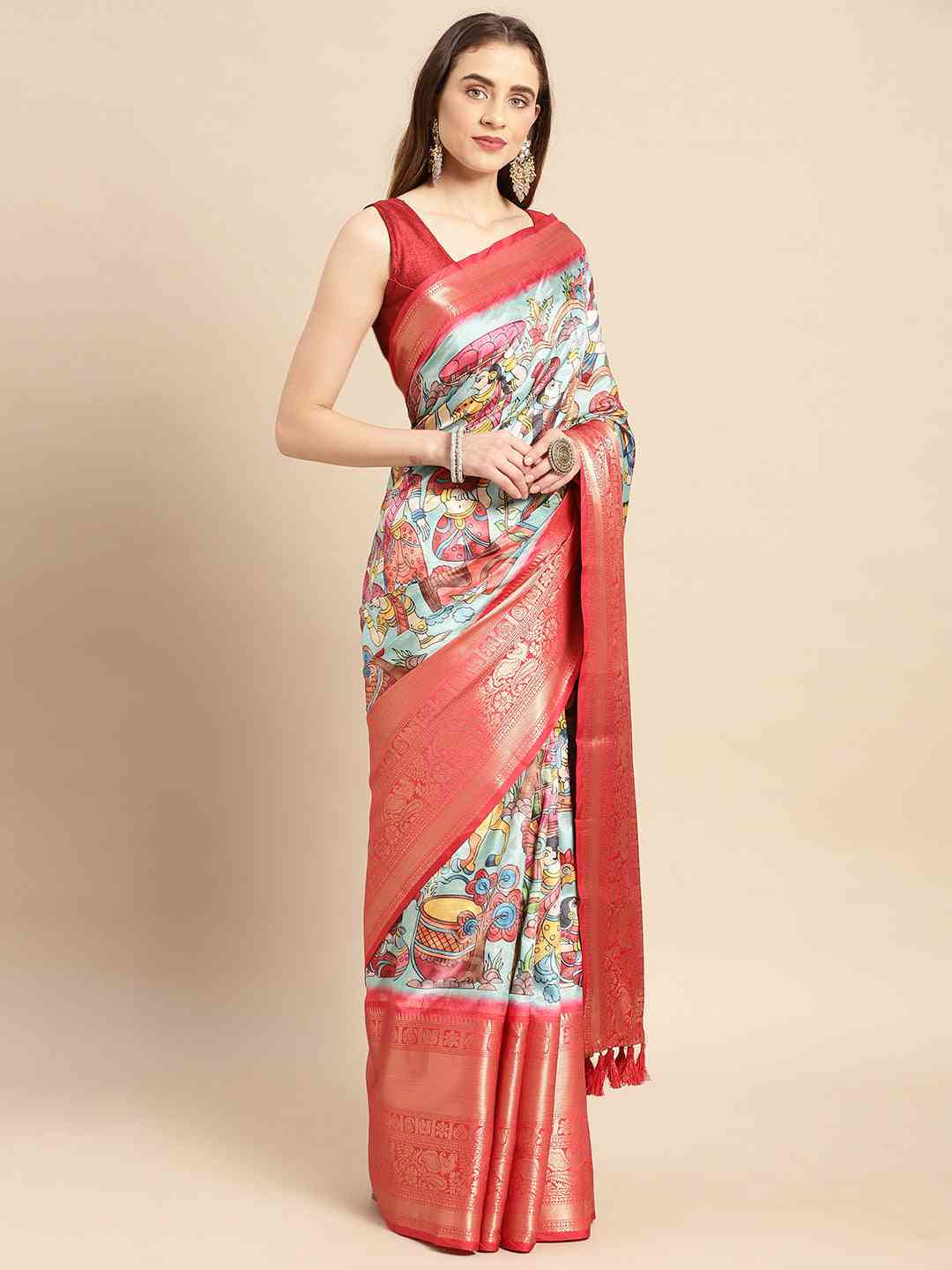 Kalamkari Pattu Banarasi Silk Saree