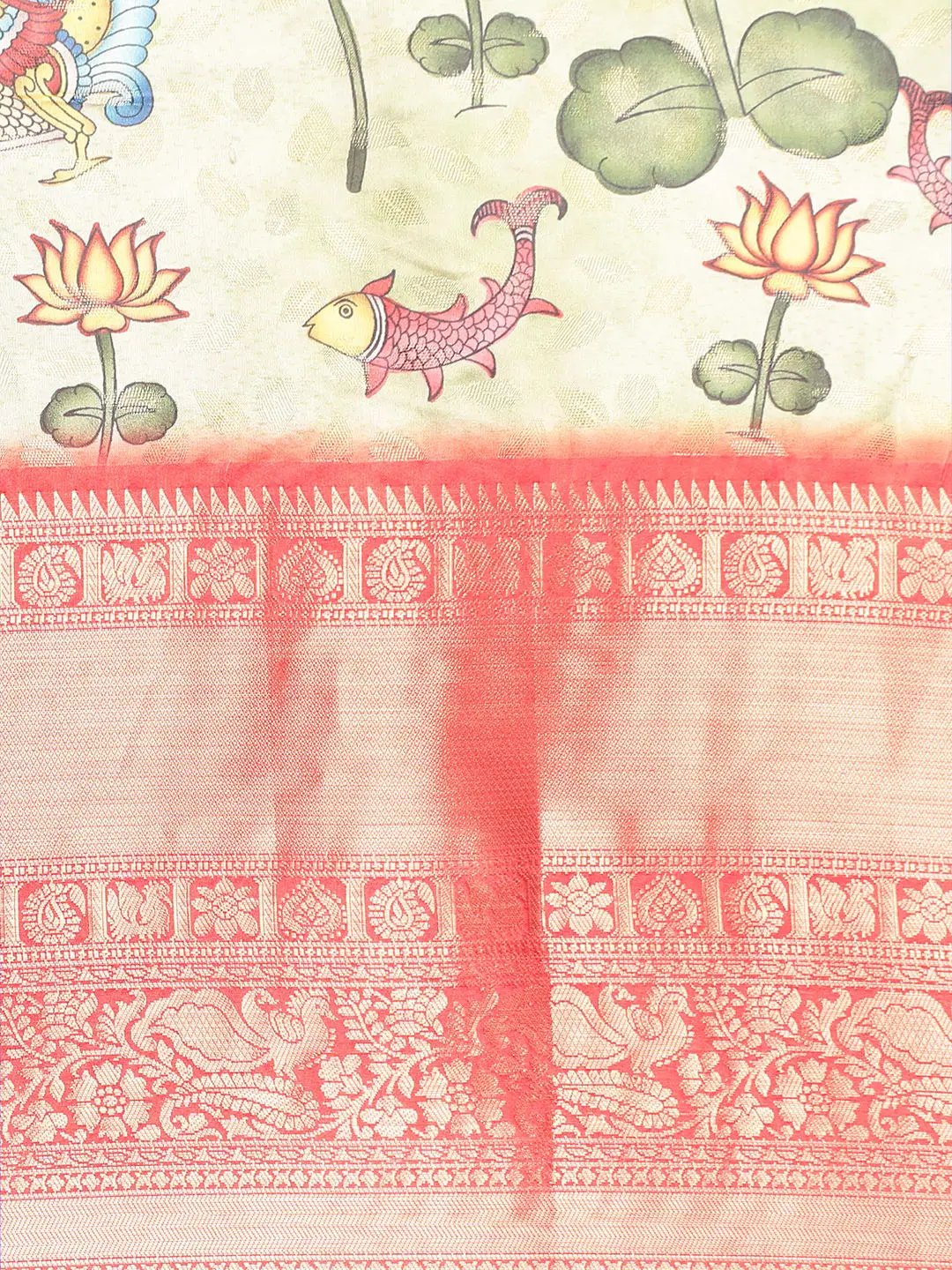 Kalamkari Pattu Banarasi Silk Saree