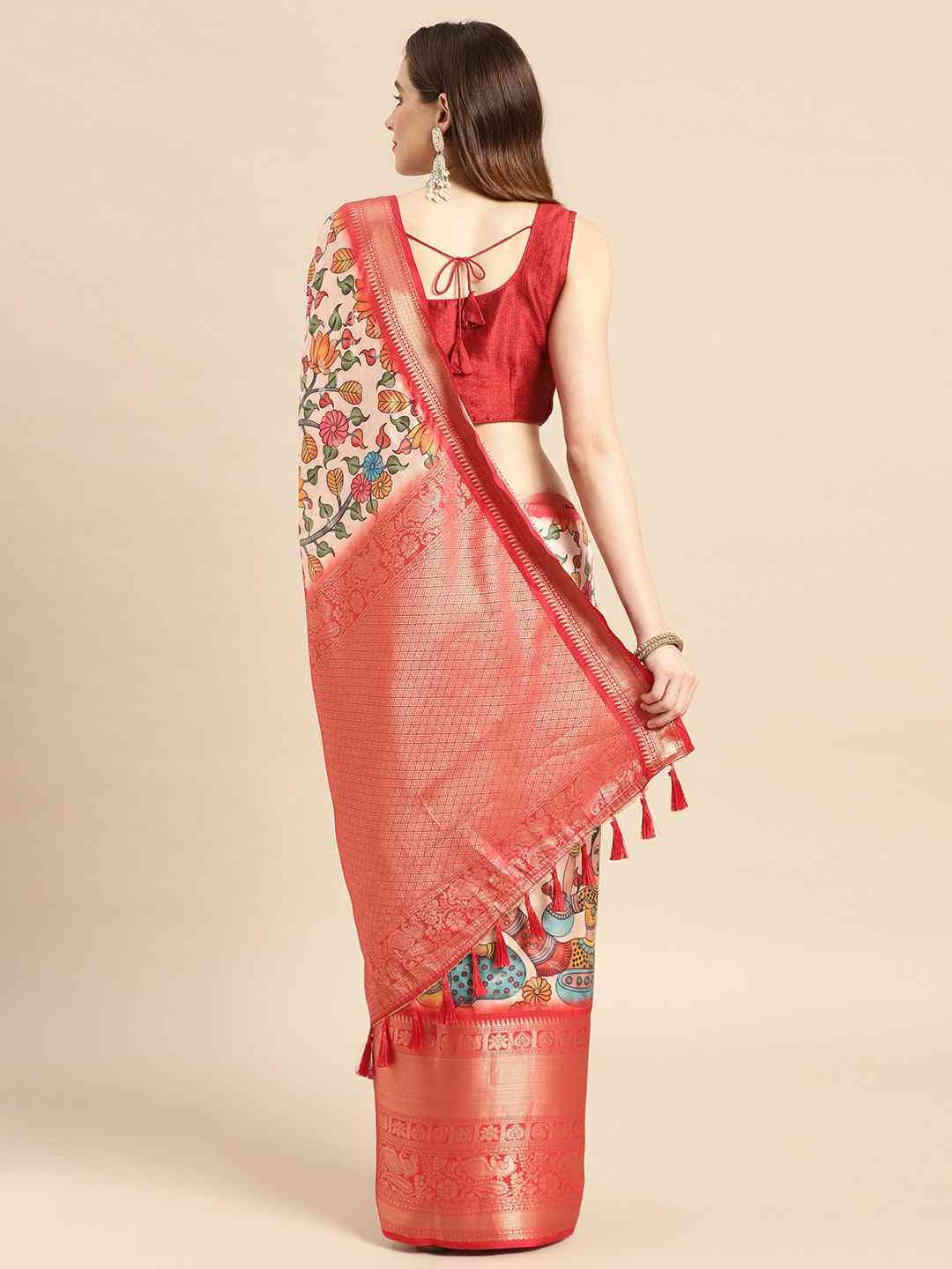 Kalamkari Pattu Banarasi Silk Saree collapse