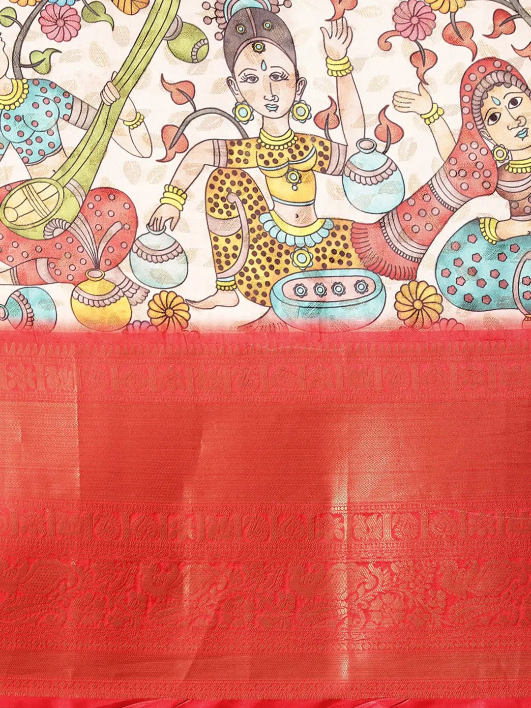 Kalamkari Pattu Banarasi Silk Saree collapse