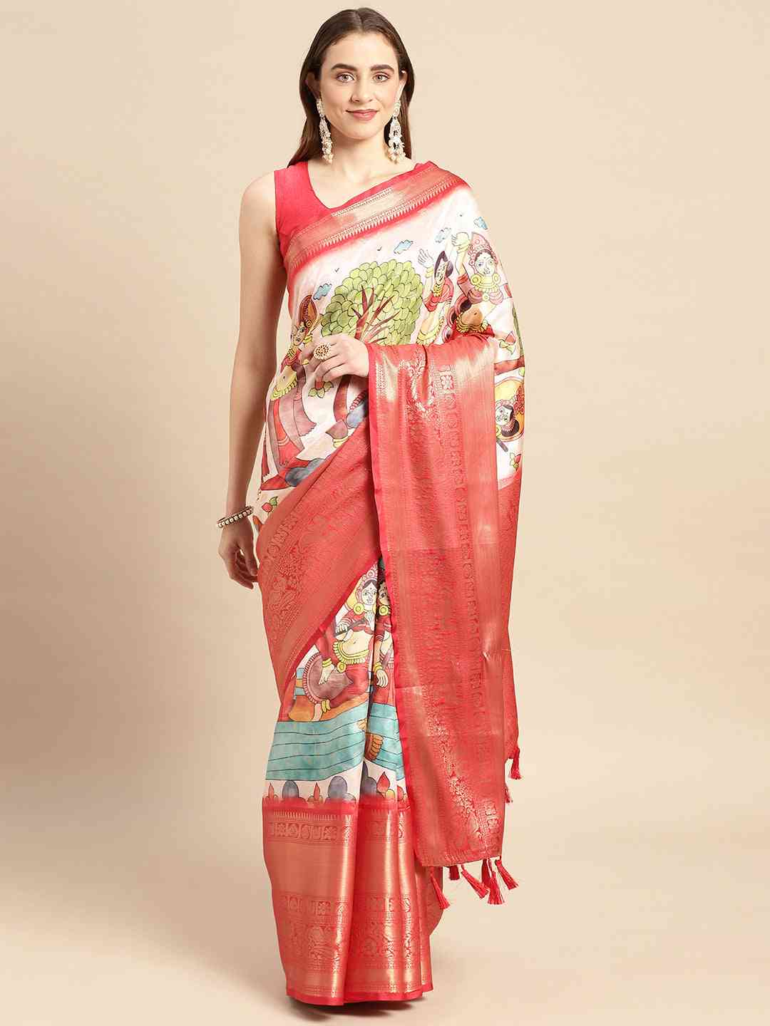 Kalamkari Pattu Banarasi Silk Saree collapse