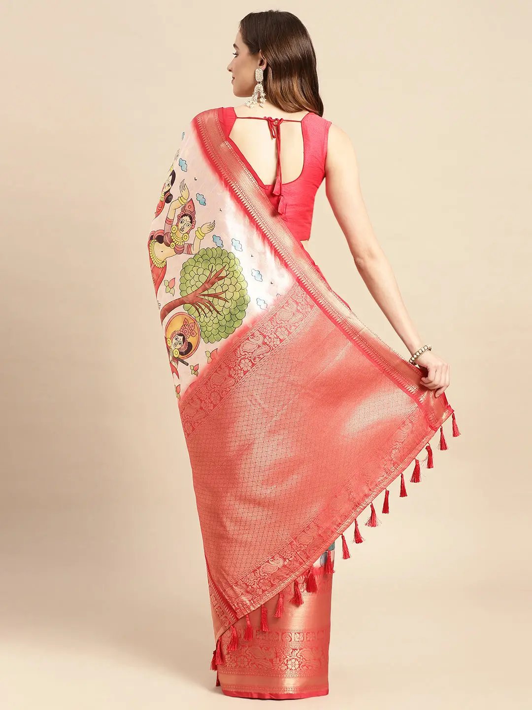 Kalamkari Pattu Banarasi Silk Saree collapse