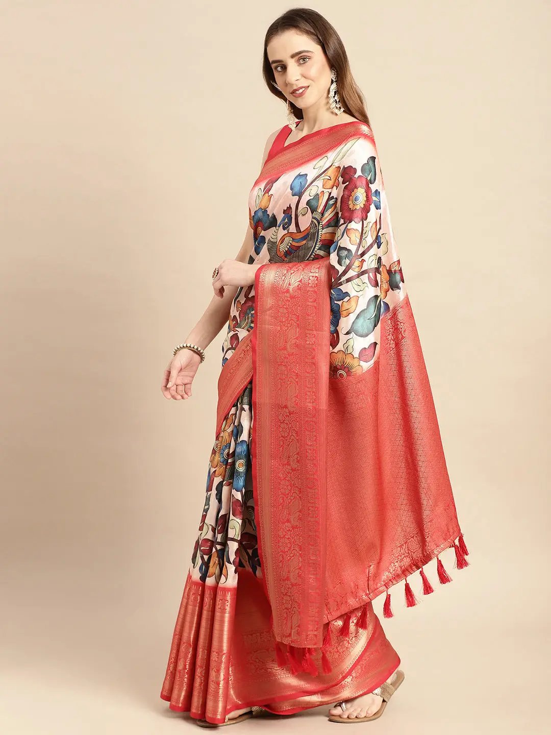 Kalamkari Pattu Banarasi Silk Saree