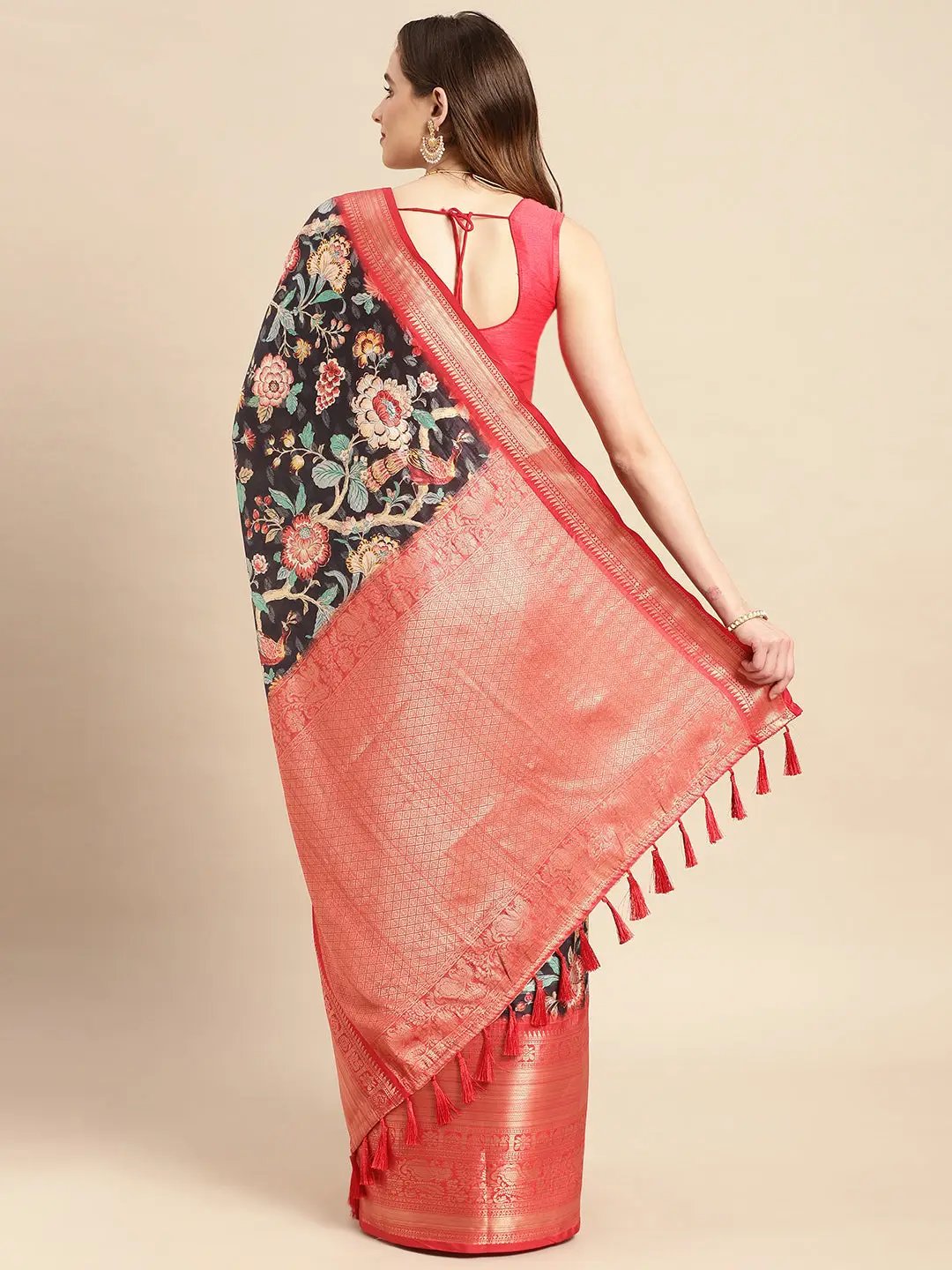 Kalamkari Pattu Banarasi Silk Saree