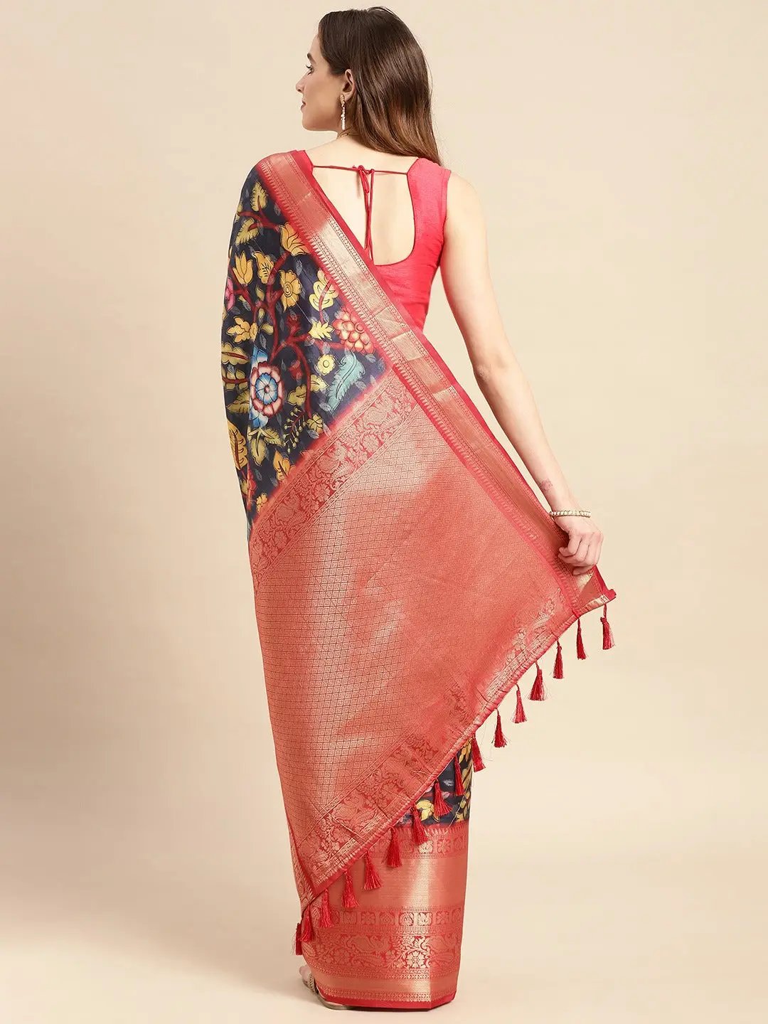 Kalamkari Pattu Banarasi Silk Saree