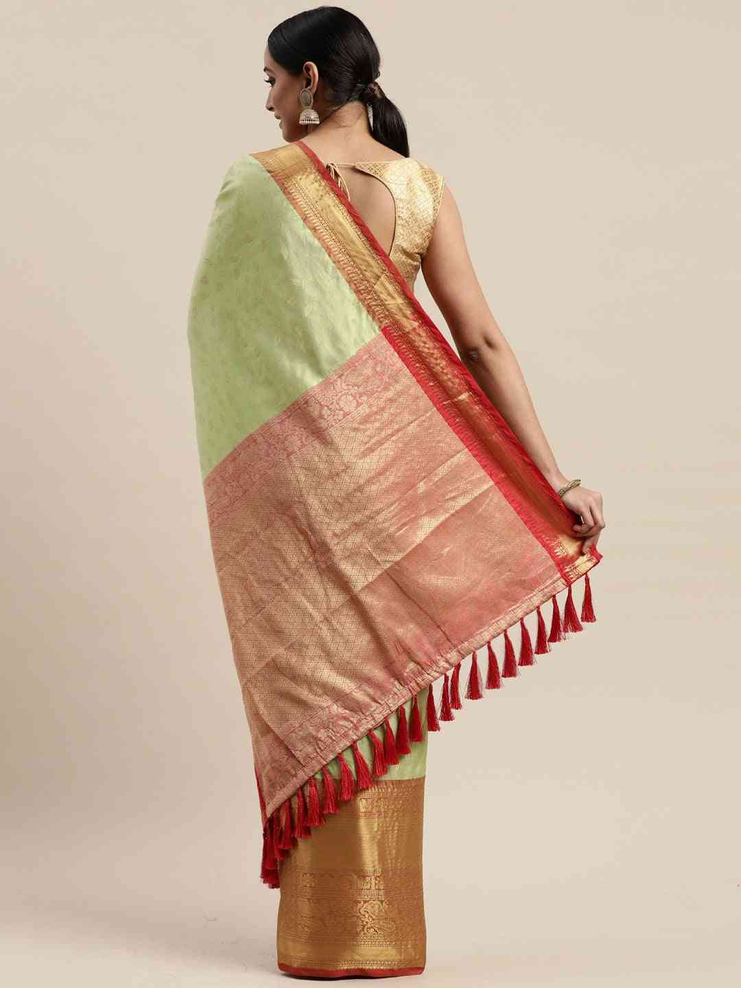Banarasi Kanchi Pattu Saree with Ethnic Zari Motif Work
