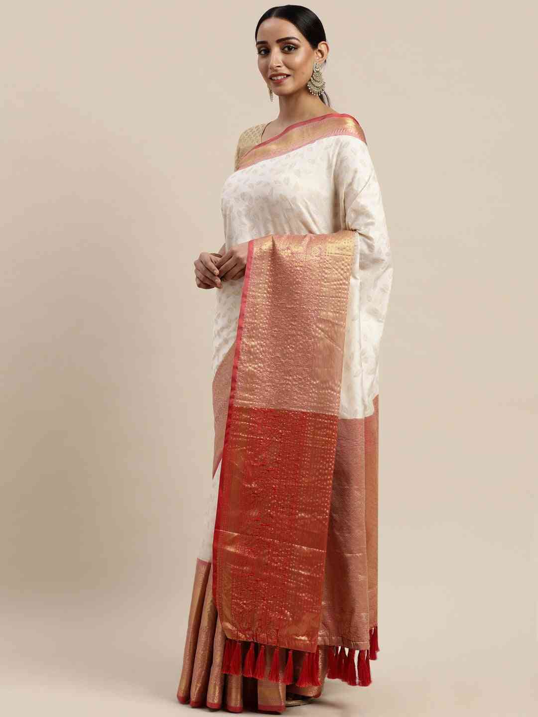 Banarasi Kanchi Pattu Saree with Ethnic Zari Motif Work