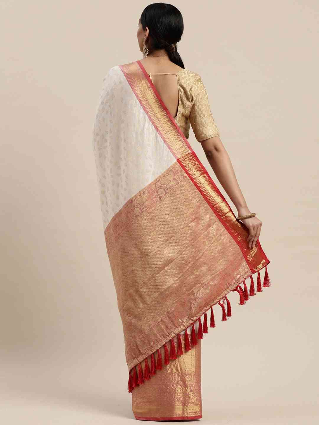 Banarasi Kanchi Pattu Saree with Ethnic Zari Motif Work