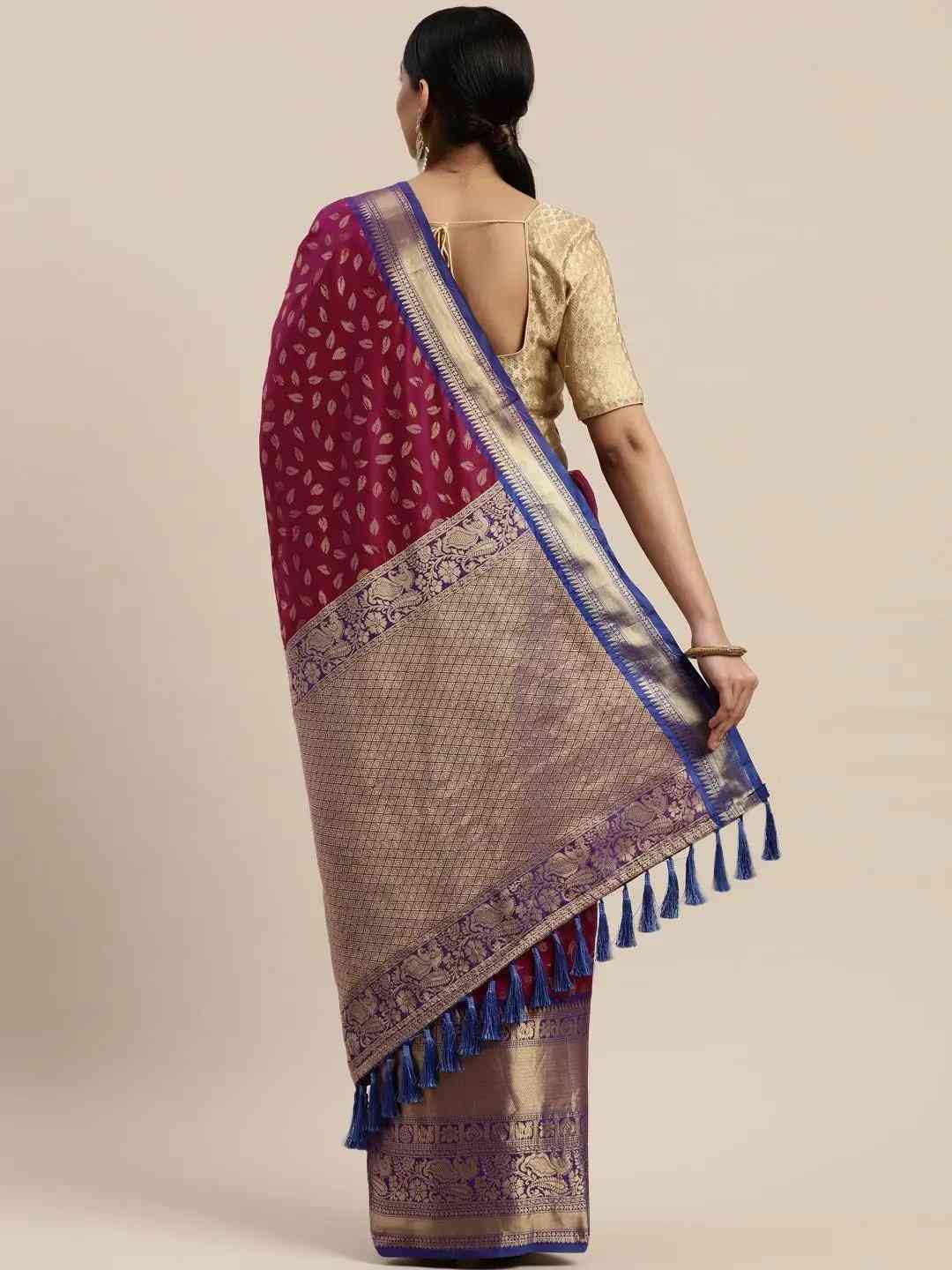 Banarasi Kanchi Pattu Saree with Ethnic Zari Motif Work