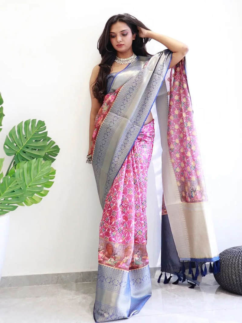Patola Digital printed Moonga Silk Kota Doriya Designer Party Wear Saree