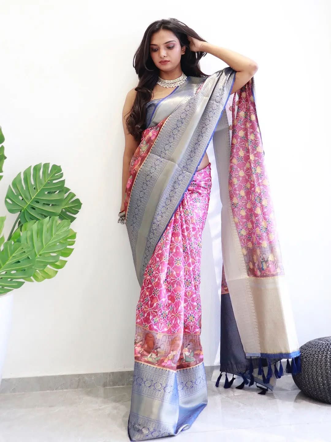 Stylish Patola printed Moonga Silk Kota Doriya saree for parties