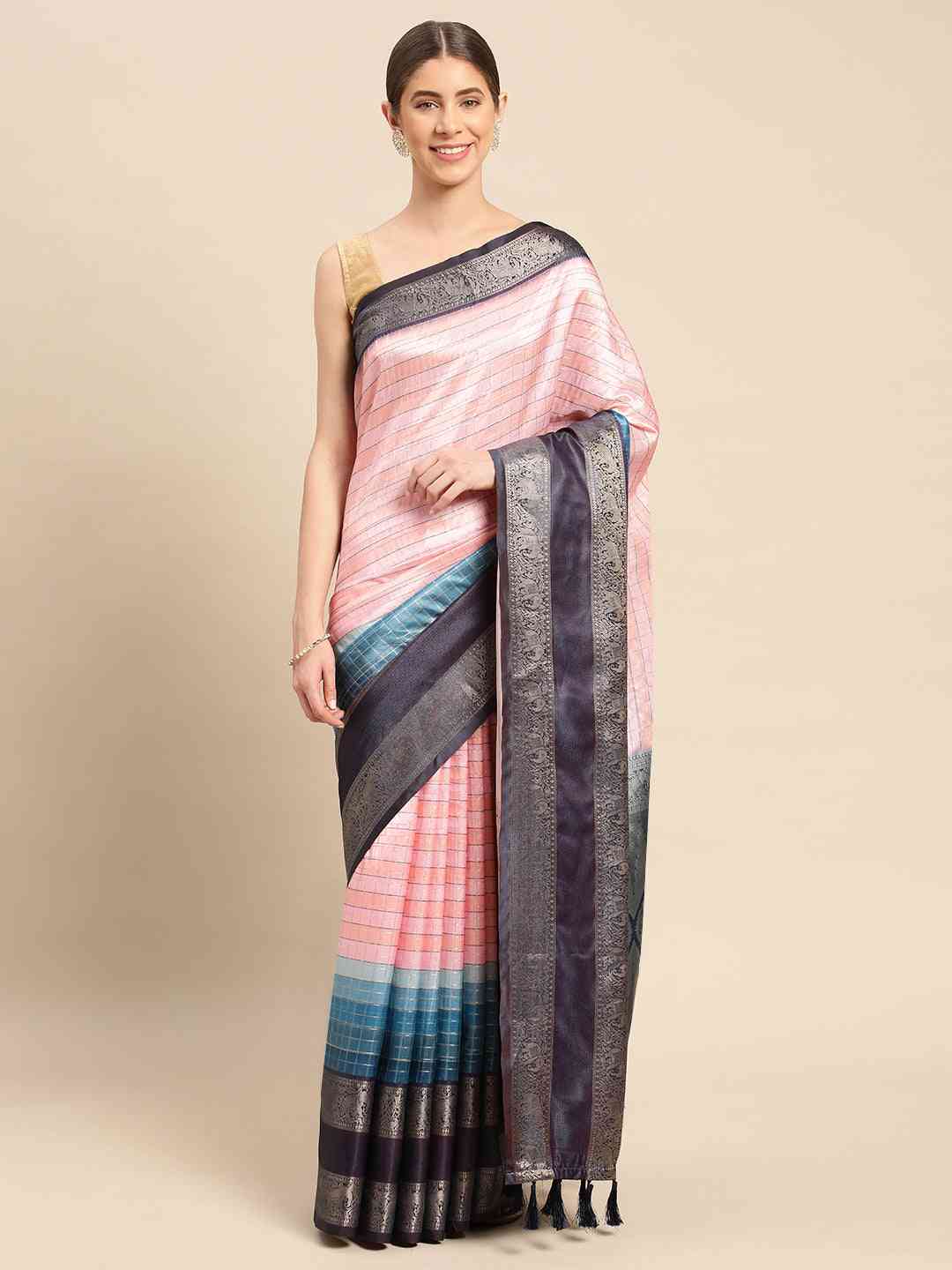 Digital Kalamkari Pattu Banarasi Silk Saree