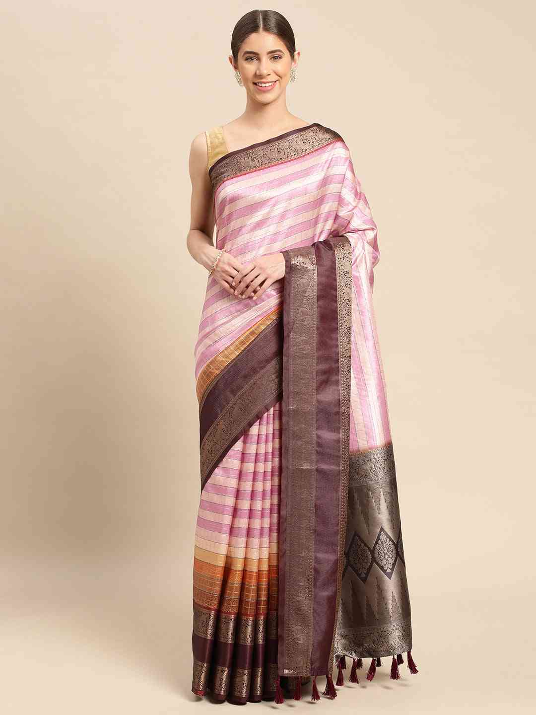 Digital Kalamkari Pattu Banarasi Silk Saree