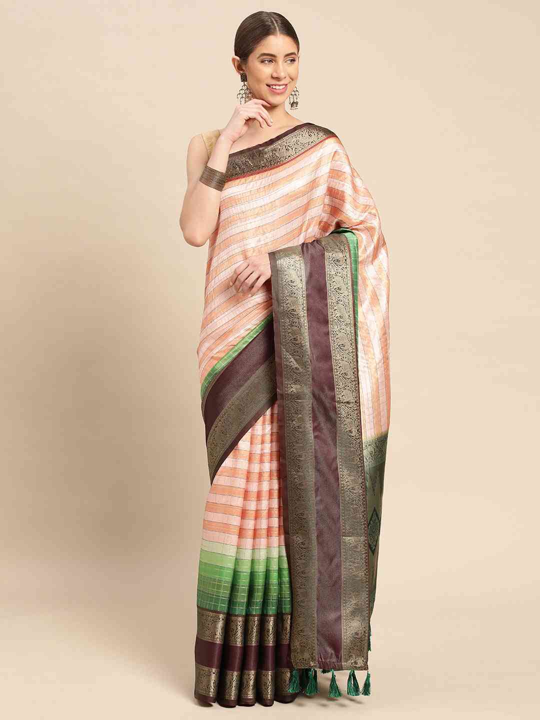 Digital Kalamkari Pattu Banarasi Silk Saree