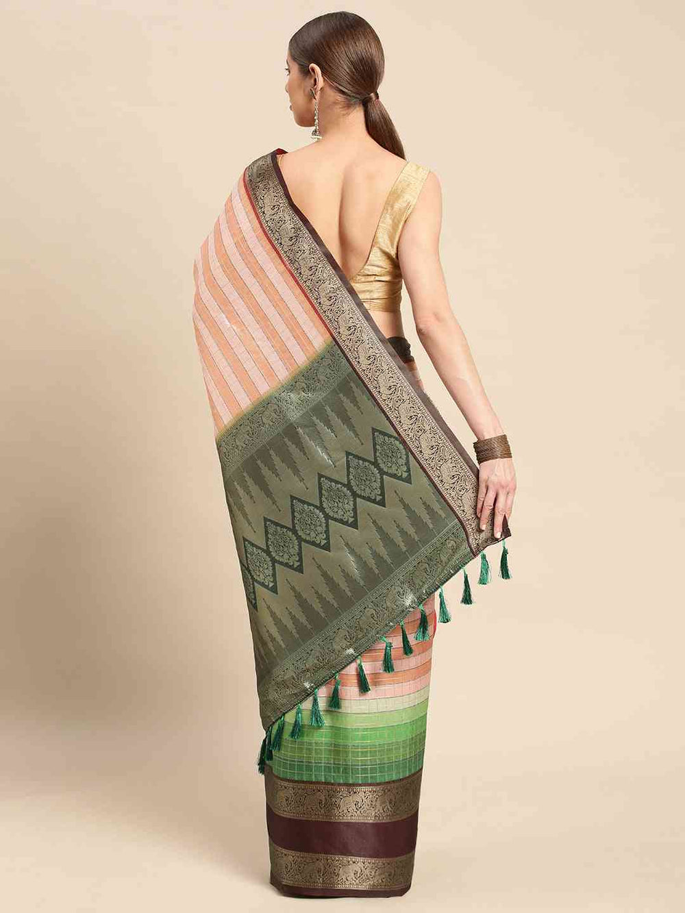 Digital Kalamkari Pattu Banarasi Silk Saree