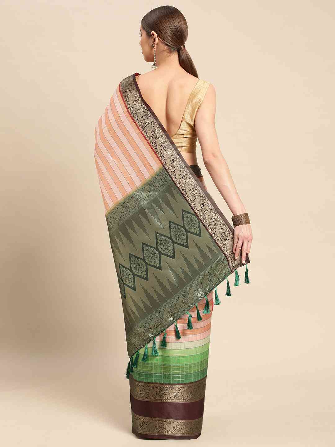 Digital Kalamkari Pattu Banarasi Silk Saree