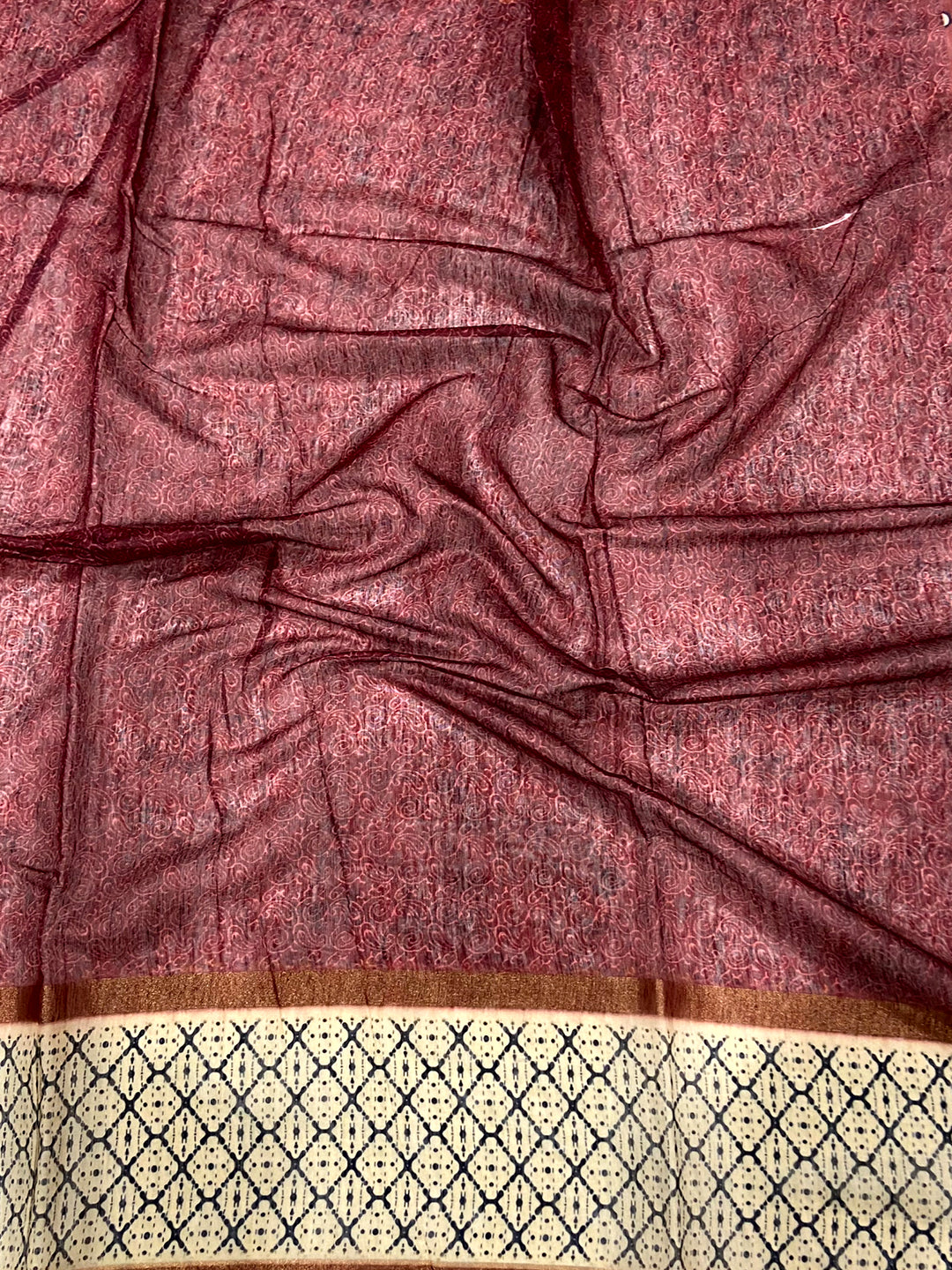 Maroon Chanderi Phulkari Floral Sulb Saree